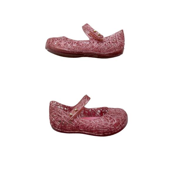 Mini Melissa Campana Pink Sparkle Flats Size 7c - Picture 3 of 5